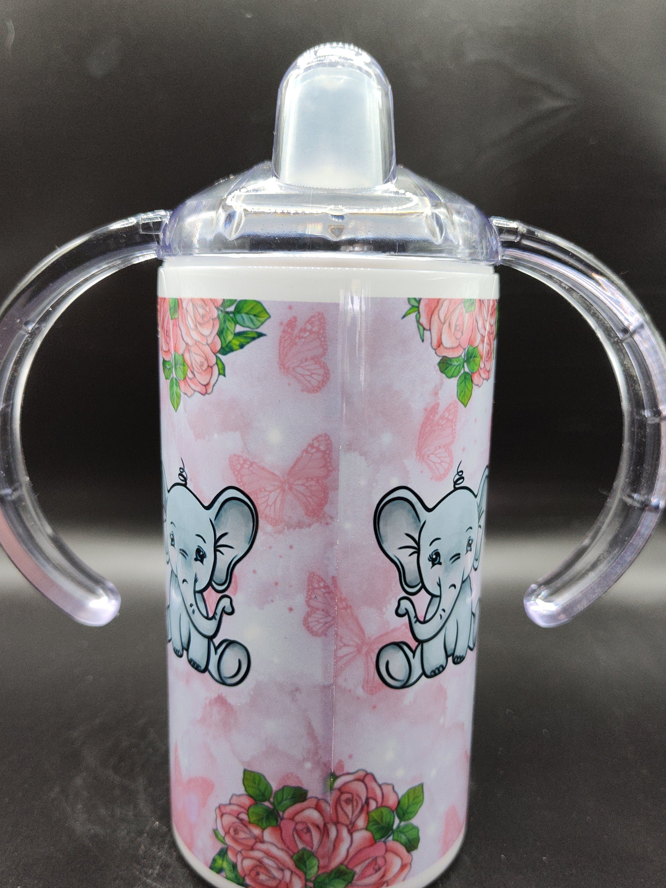 Elephant Sippy Cup: 12 oz Insulated Tumbler, Custom Girl's Gift