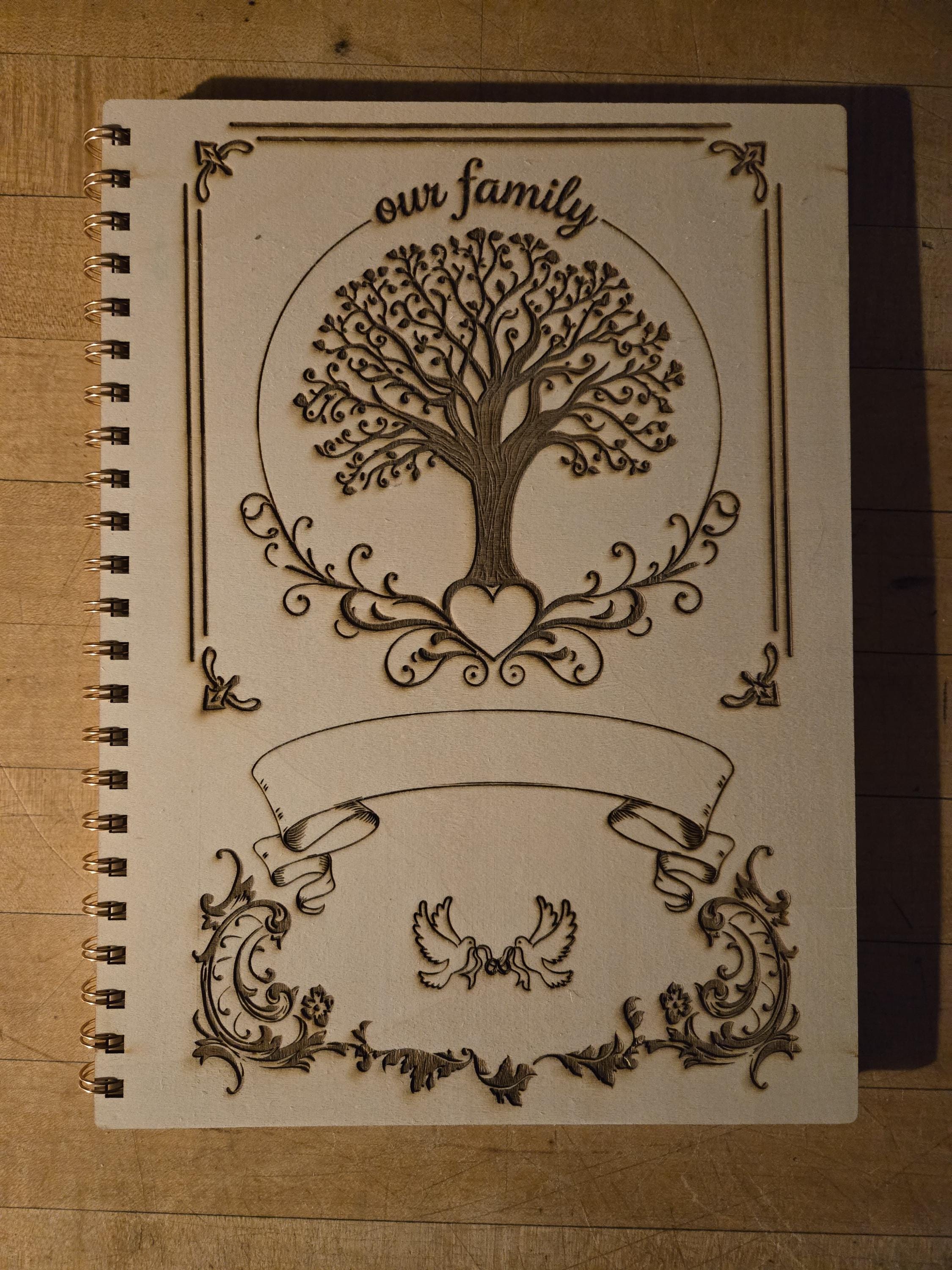 Personalized Deep Engraved Bamboo Family History Notebook