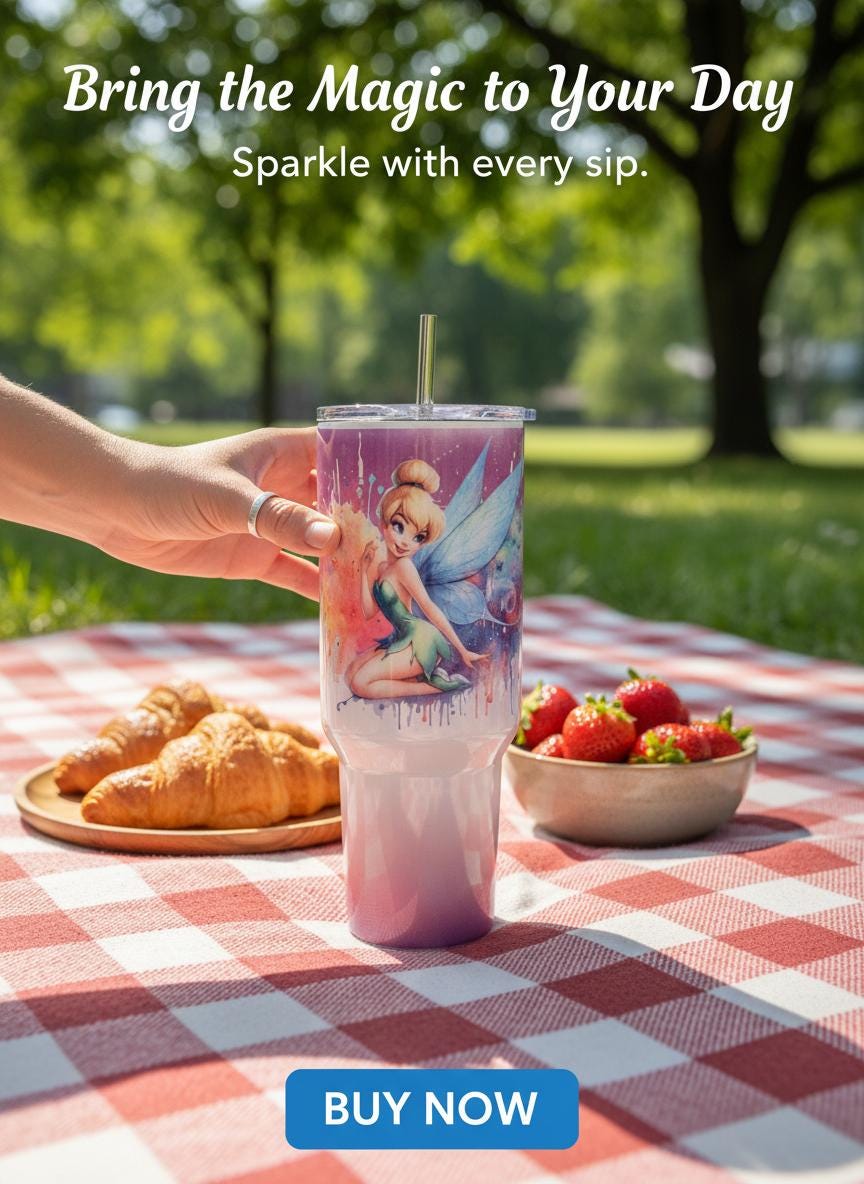 Tinkerbell Large Holographic Custom Tumbler, Insulated Cup for Big Thirst, Magical Gifts for Disney Fans