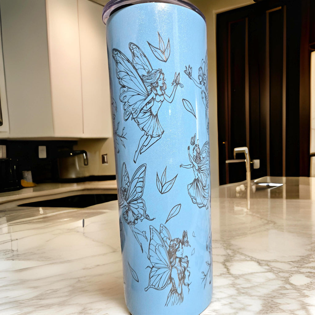 Blue Fairies Travel Tumbler: Insulated Coffee & Tea Cup