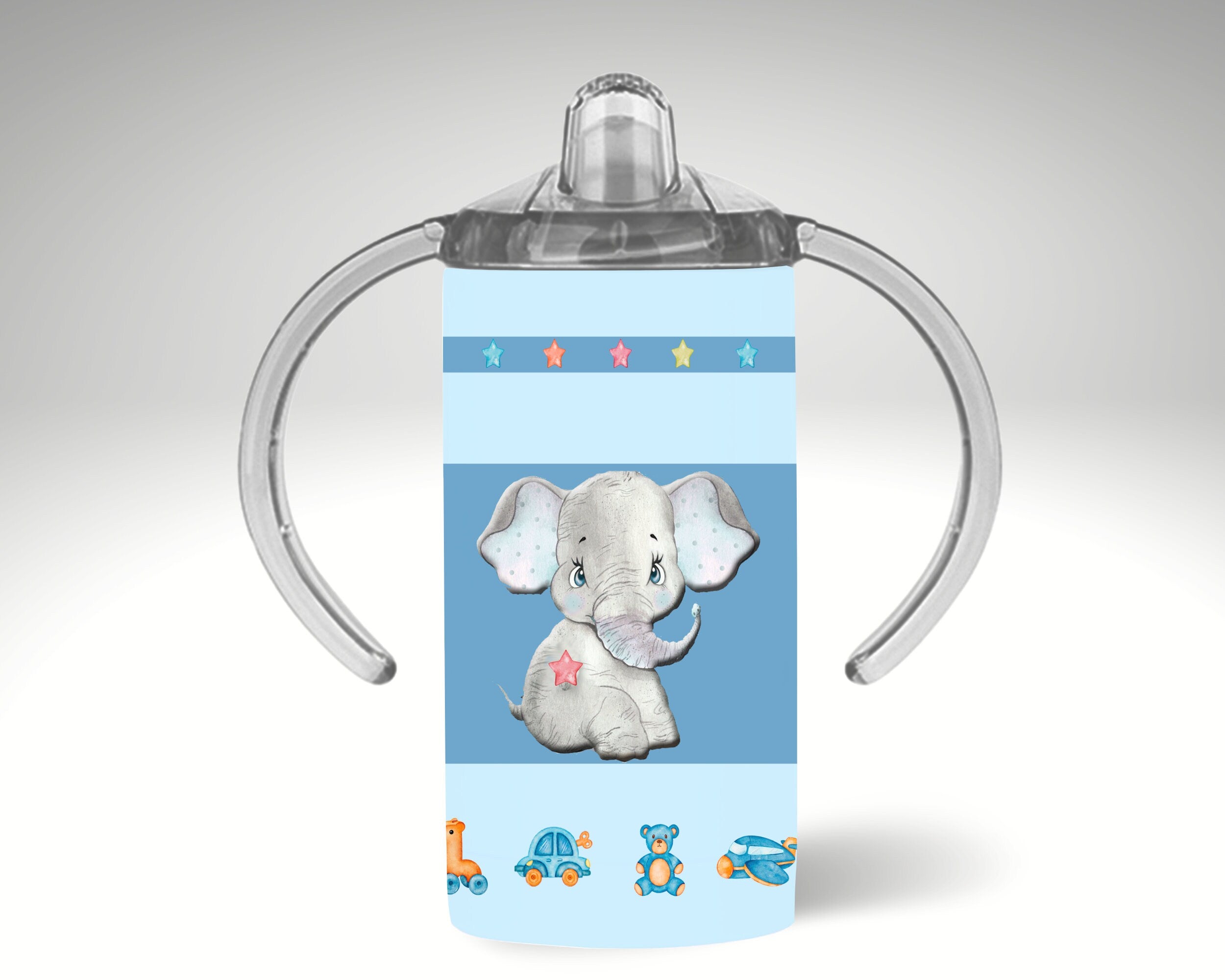 Personalized Mom and Son Tumbler & Sippy Cup Set: Elephant Design