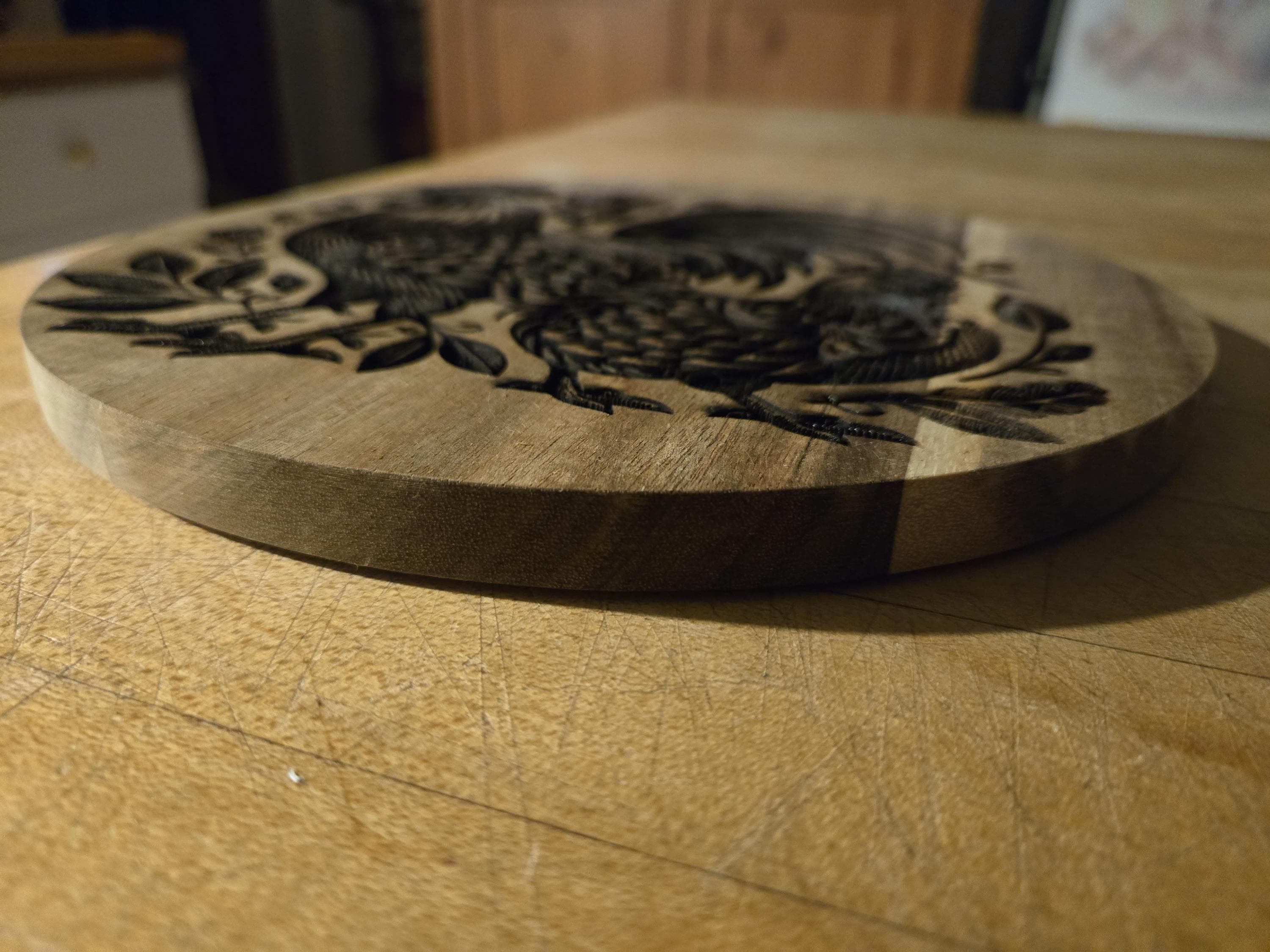 Deep Engraved Wooden Rooster Trivet: Rustic 9x9 Farmhouse Kitchen Accent
