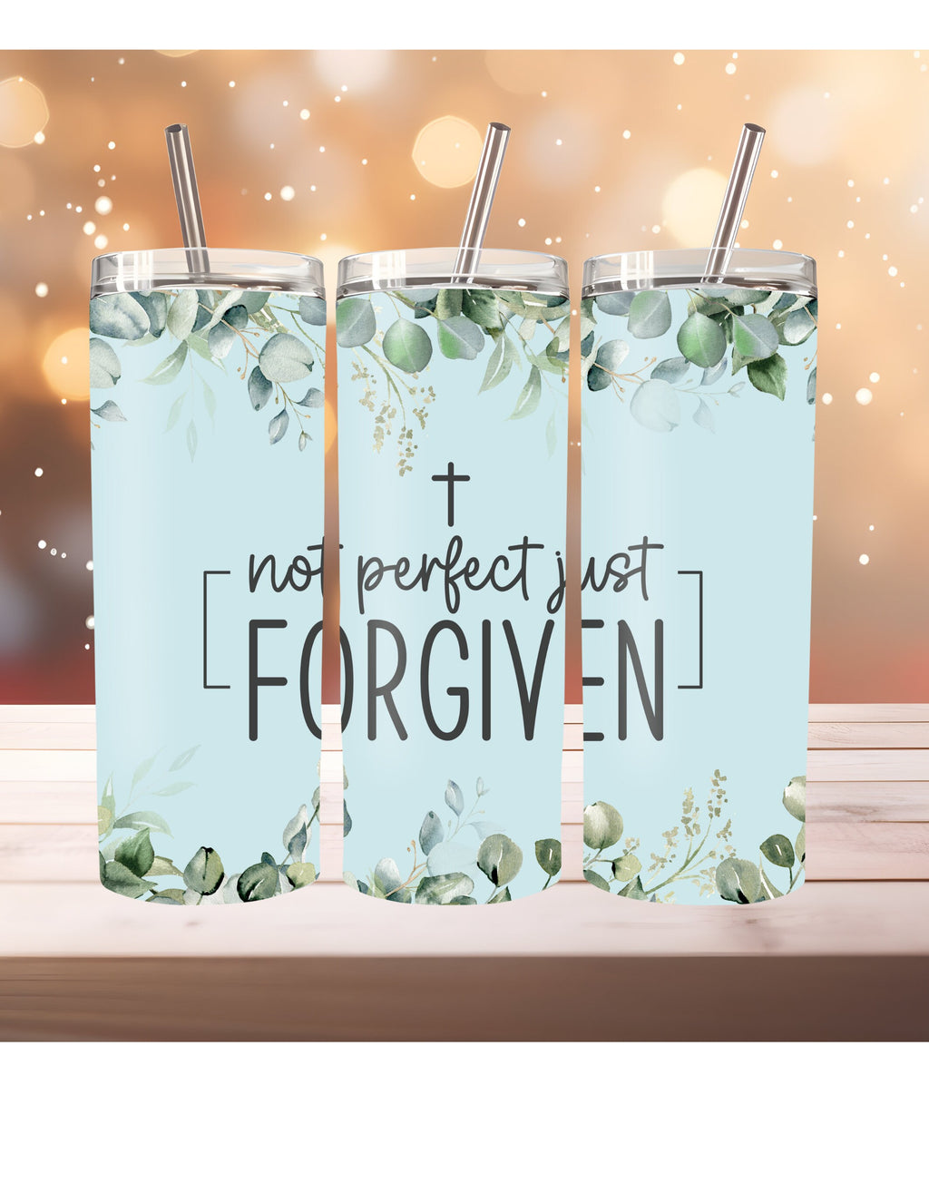 Not Perfect Just Forgiven 20 oz Tumbler, Personalized Affirmation Insulated Cup, Perfect Travel Mug for Inspirational Gifts