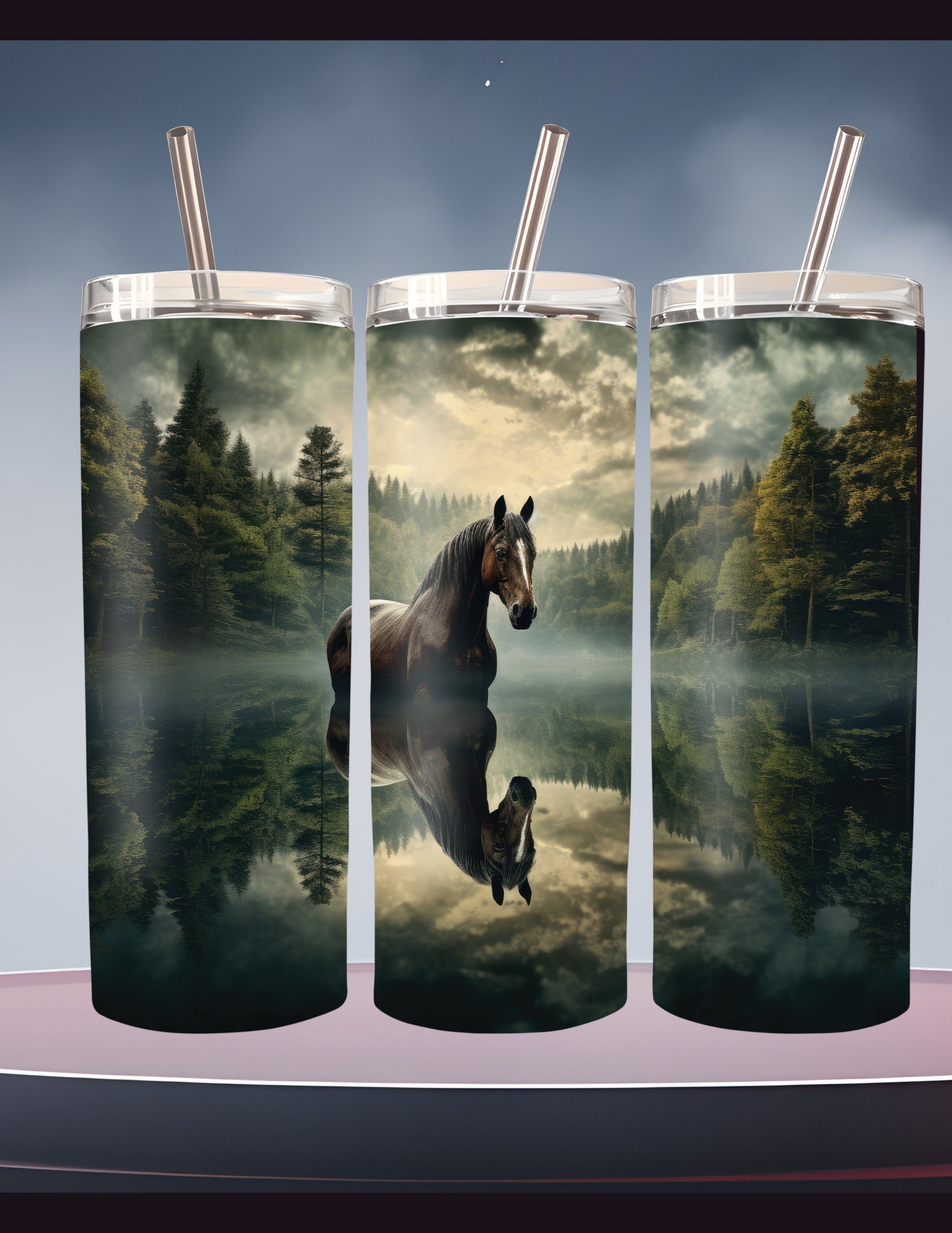 Wildlife Horse Tumbler: Reflections Custom 20 oz Insulated Drinkware
