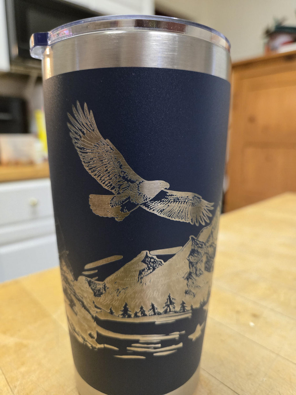 Personalized Eagle and Stars 20 oz Tumbler, Custom Engraved Men's Cup, Affirmation Drinkware Gift
