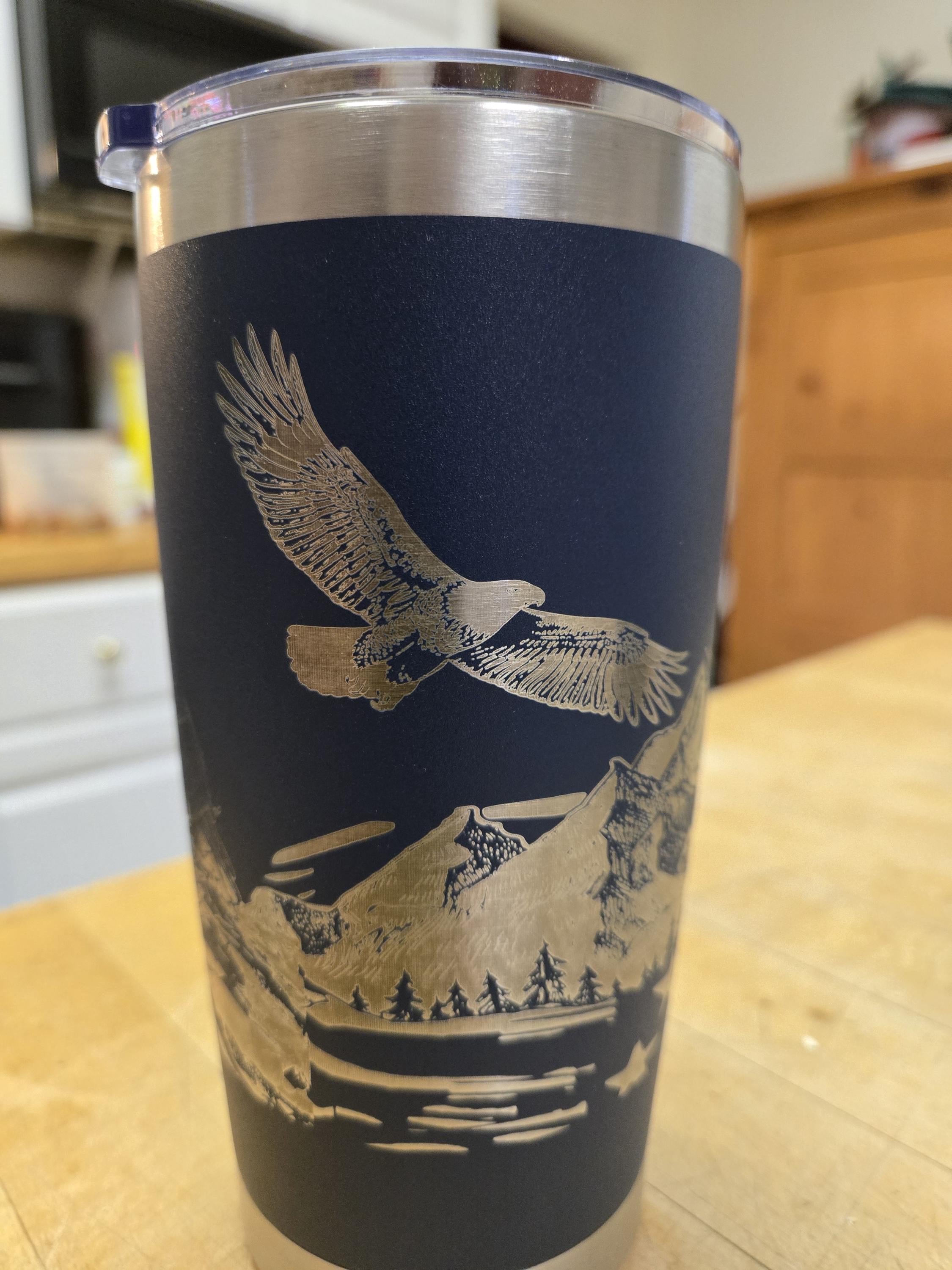 Personalized Eagle and Stars 20 oz Tumbler, Custom Engraved Men's Cup, Affirmation Drinkware Gift