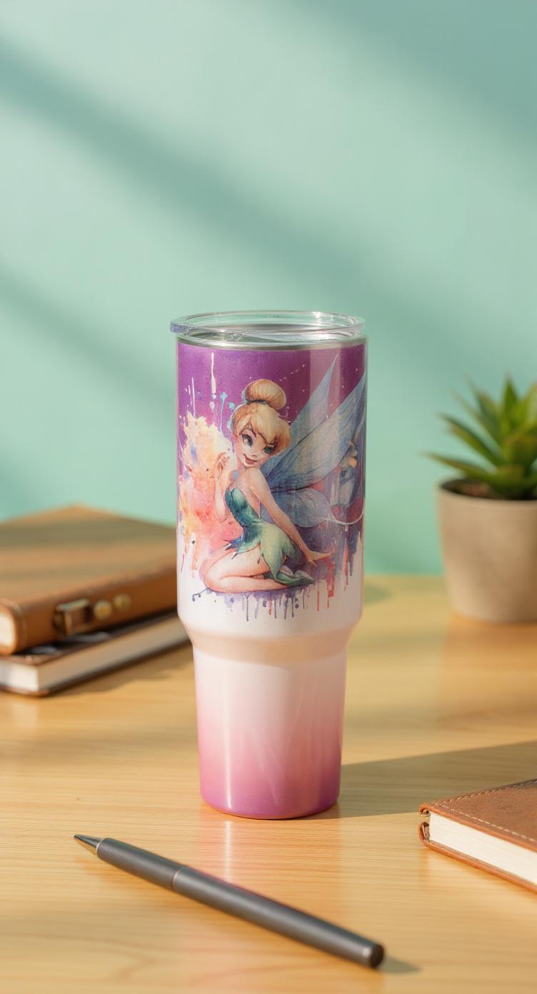 Tinkerbell Large Holographic Custom Tumbler, Insulated Cup for Big Thirst, Magical Gifts for Disney Fans