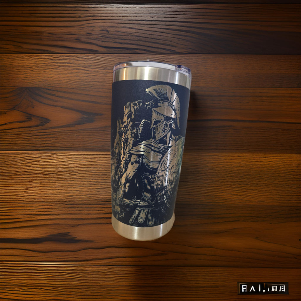 Spartan Warrior Travel Tumbler: Insulated Navy Blue Coffee Mug