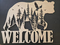 Wooden Welcome Sign with Majestic Bear