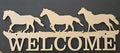 Wooden Welcome Sign with Majestic Running Horses