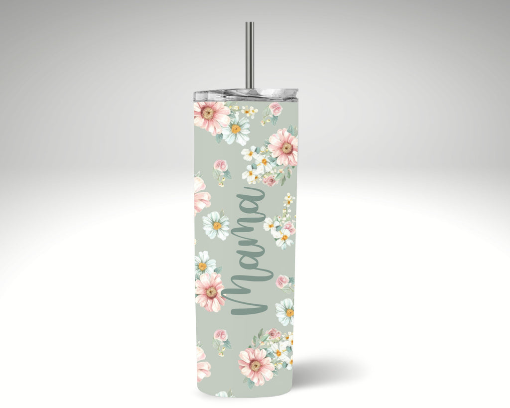 Mom and Daughter Tumbler Set: Floral Insulated Stainless Steel Cup