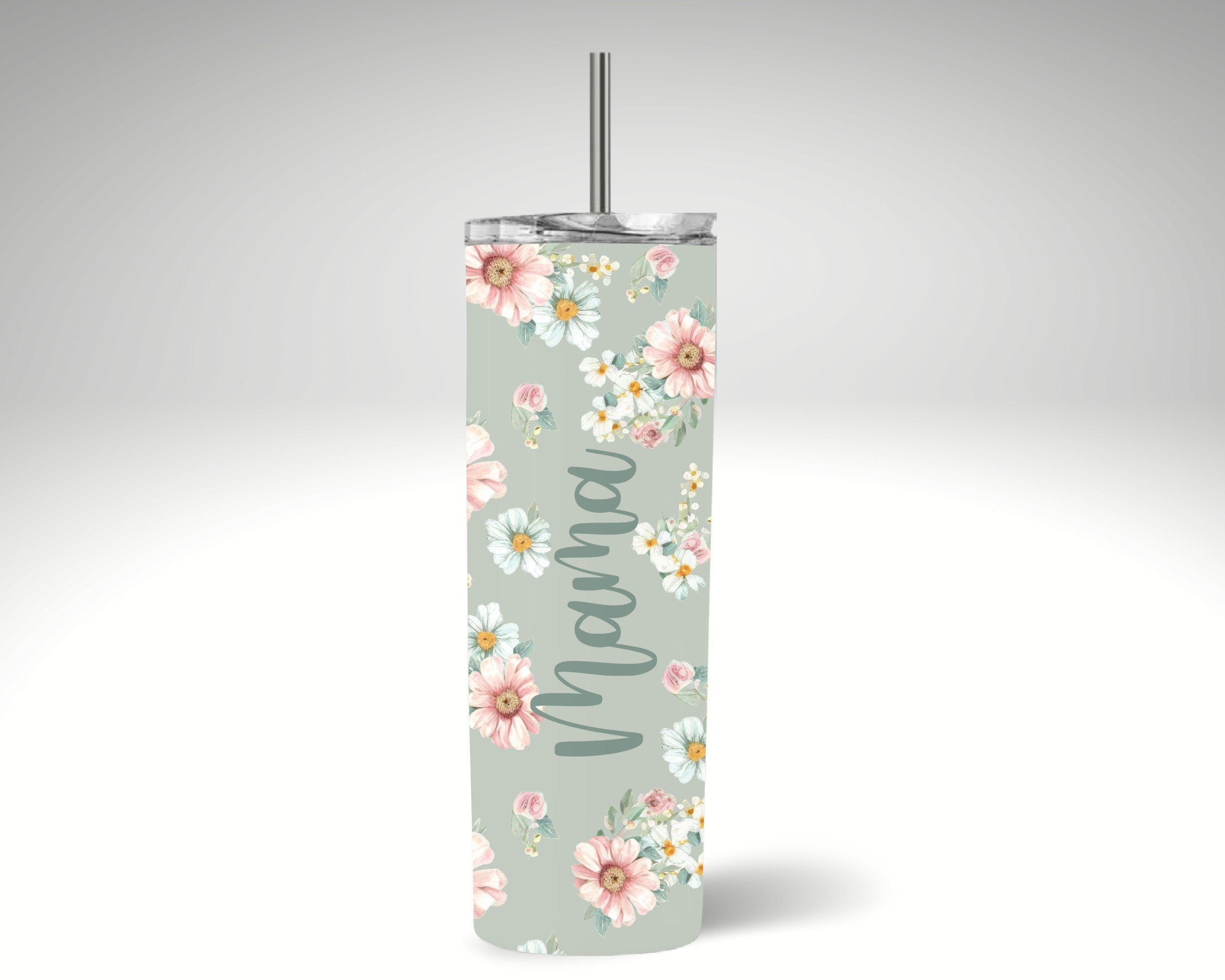 Mom and Daughter Tumbler Set: Floral Insulated Stainless Steel Cup