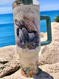Sea Turtle Tumbler: Custom 40 oz Insulated Stainless Steel Cup