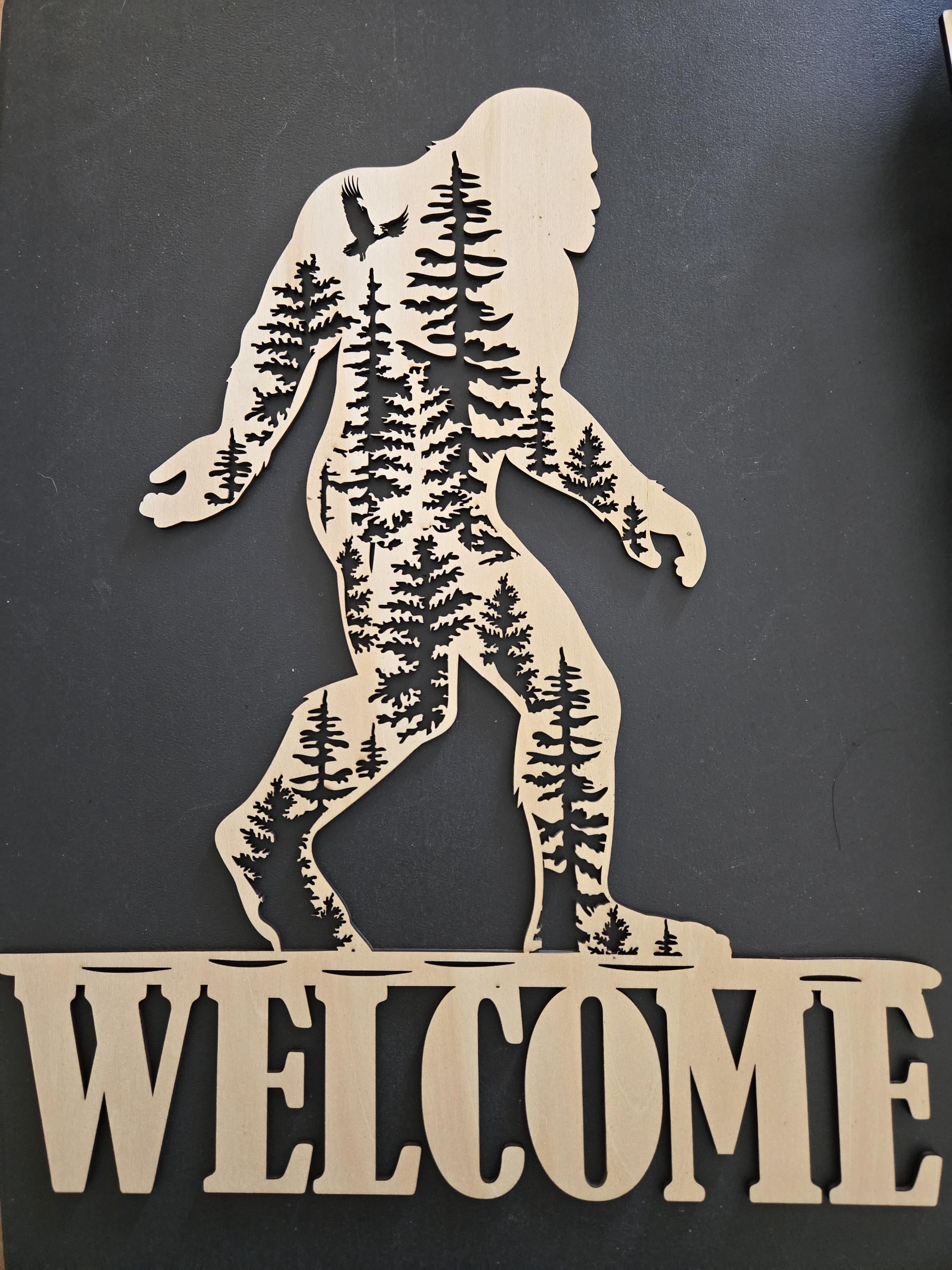 Big Foot Wooden Welcome Sign