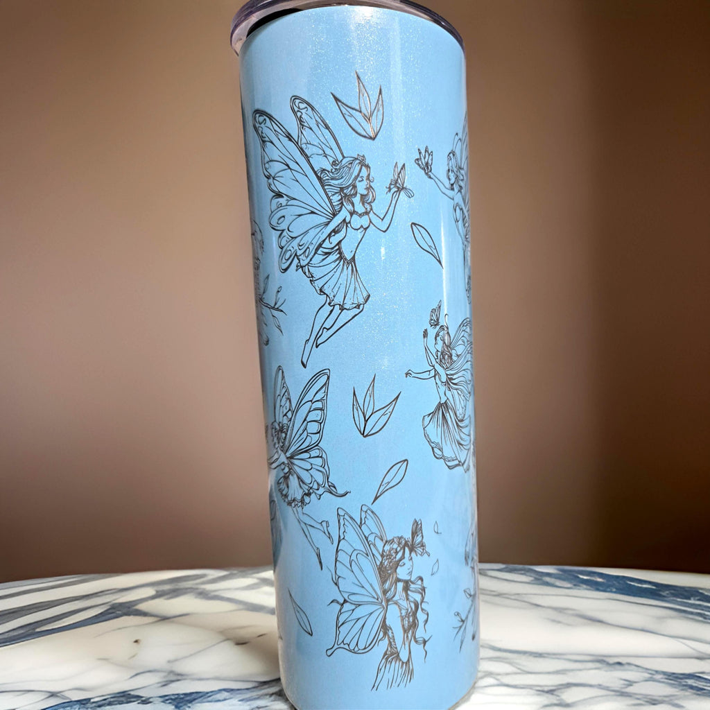 Blue Fairies Travel Tumbler: Insulated Coffee & Tea Cup