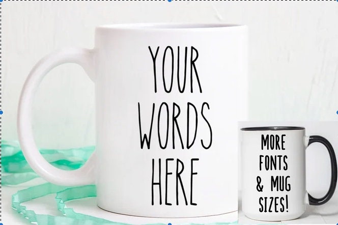 Personalized Ceramic Coffee Mug: Custom Text, Home & Office