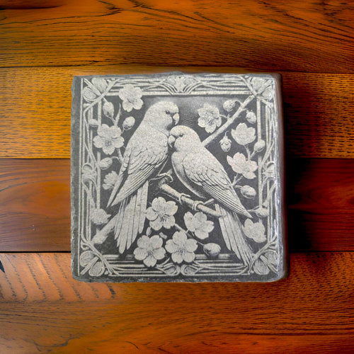 Artistic Slate Coasters: Swan, Butterfly & Love Birds - Set of 4