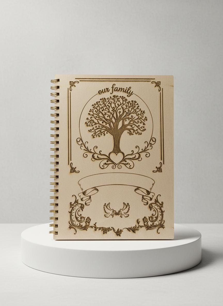 Personalized Deep Engraved Bamboo Family History Notebook