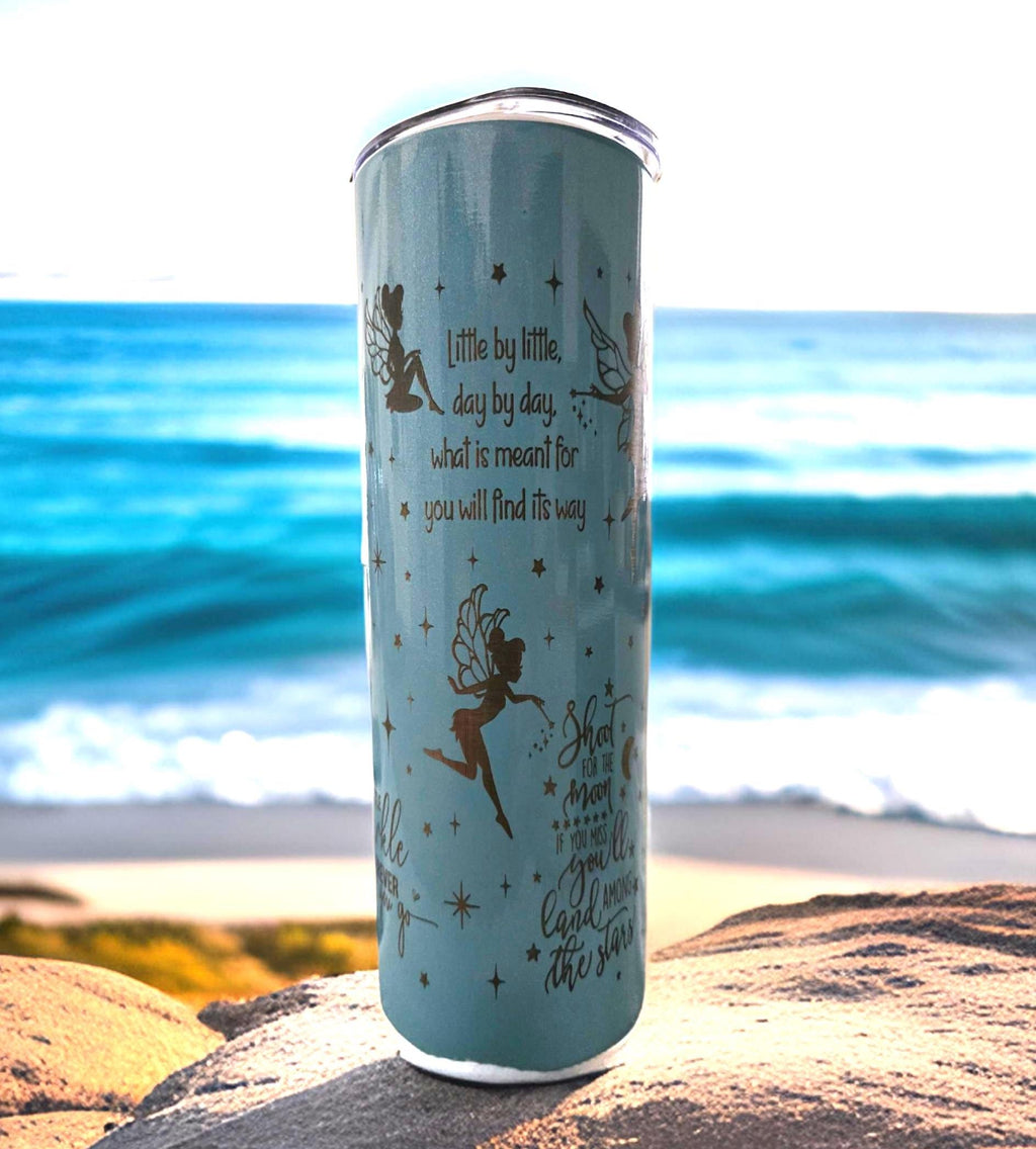 Tinkerbell Blue Insulated Tumbler Cute Travel Cup for Coffee & Tea Ideal Gift for Girls Teachers, Birthdays and Anniversary Celebrations