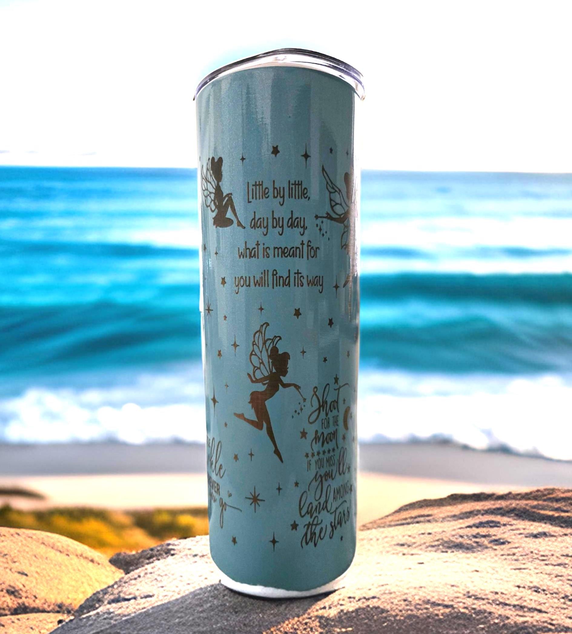 Tinkerbell Blue Insulated Tumbler Cute Travel Cup for Coffee & Tea Ideal Gift for Girls Teachers, Birthdays and Anniversary Celebrations