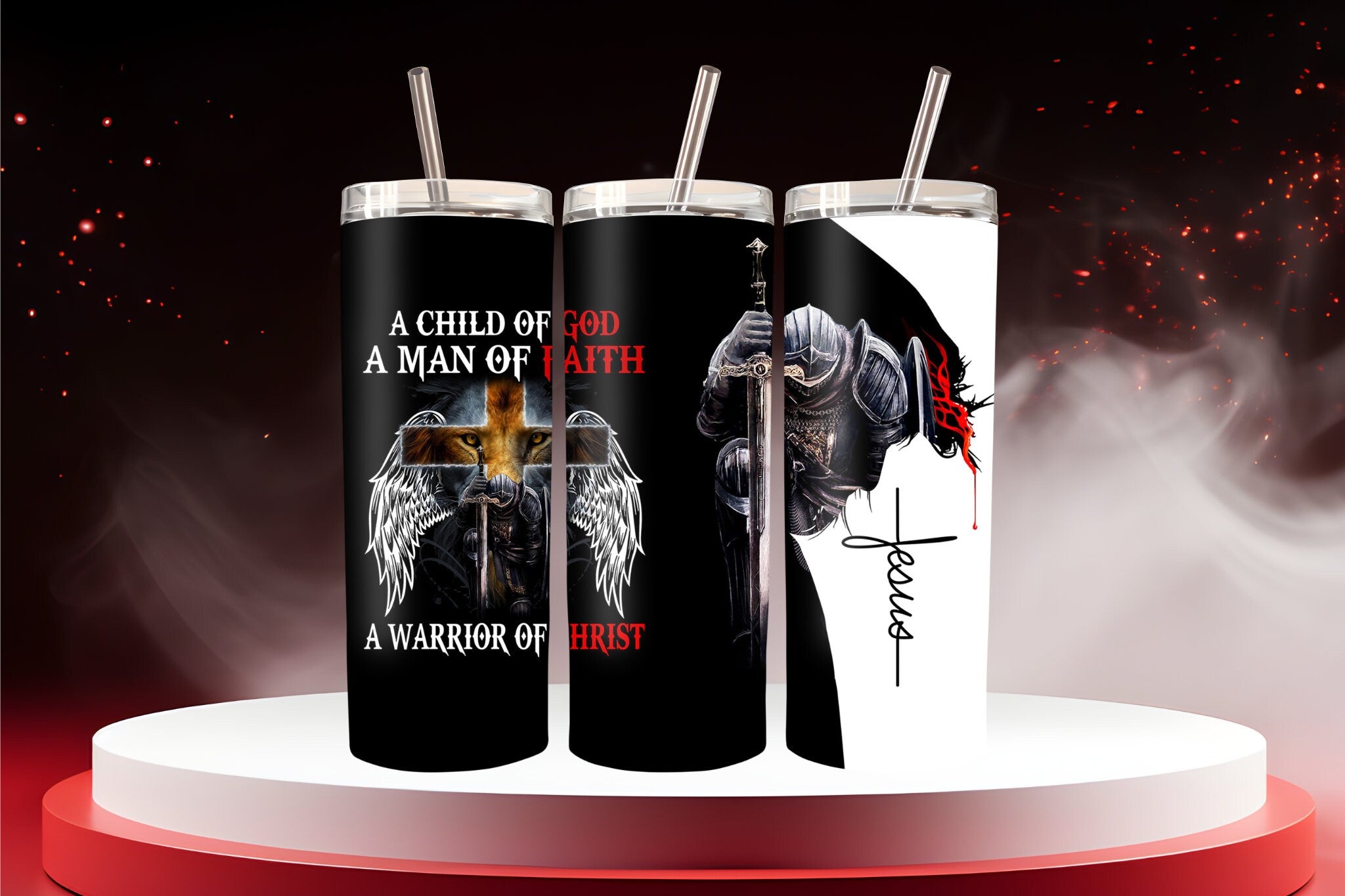 Man of Faith 20 oz Tumbler: Custom Engraved Inspirational Cup