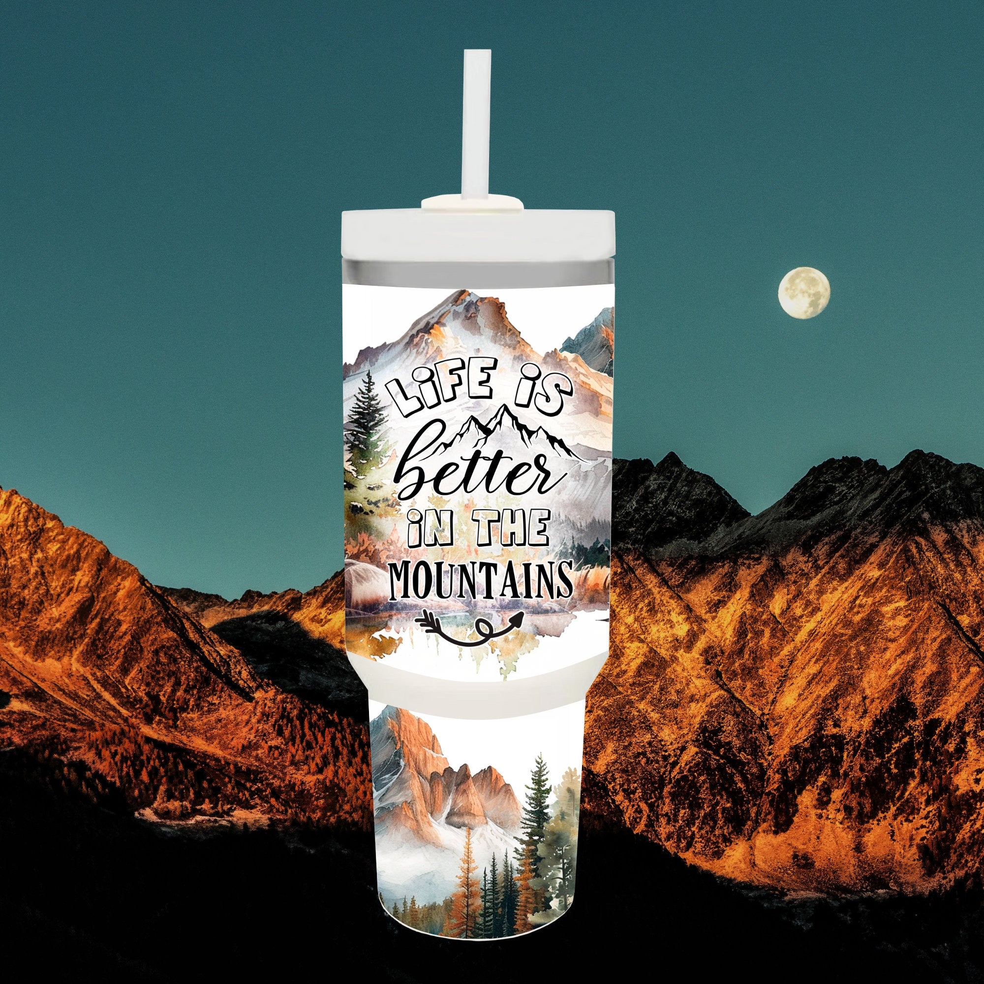 Mountains Custom 40 oz Tumbler: Insulated Mug for Hiking