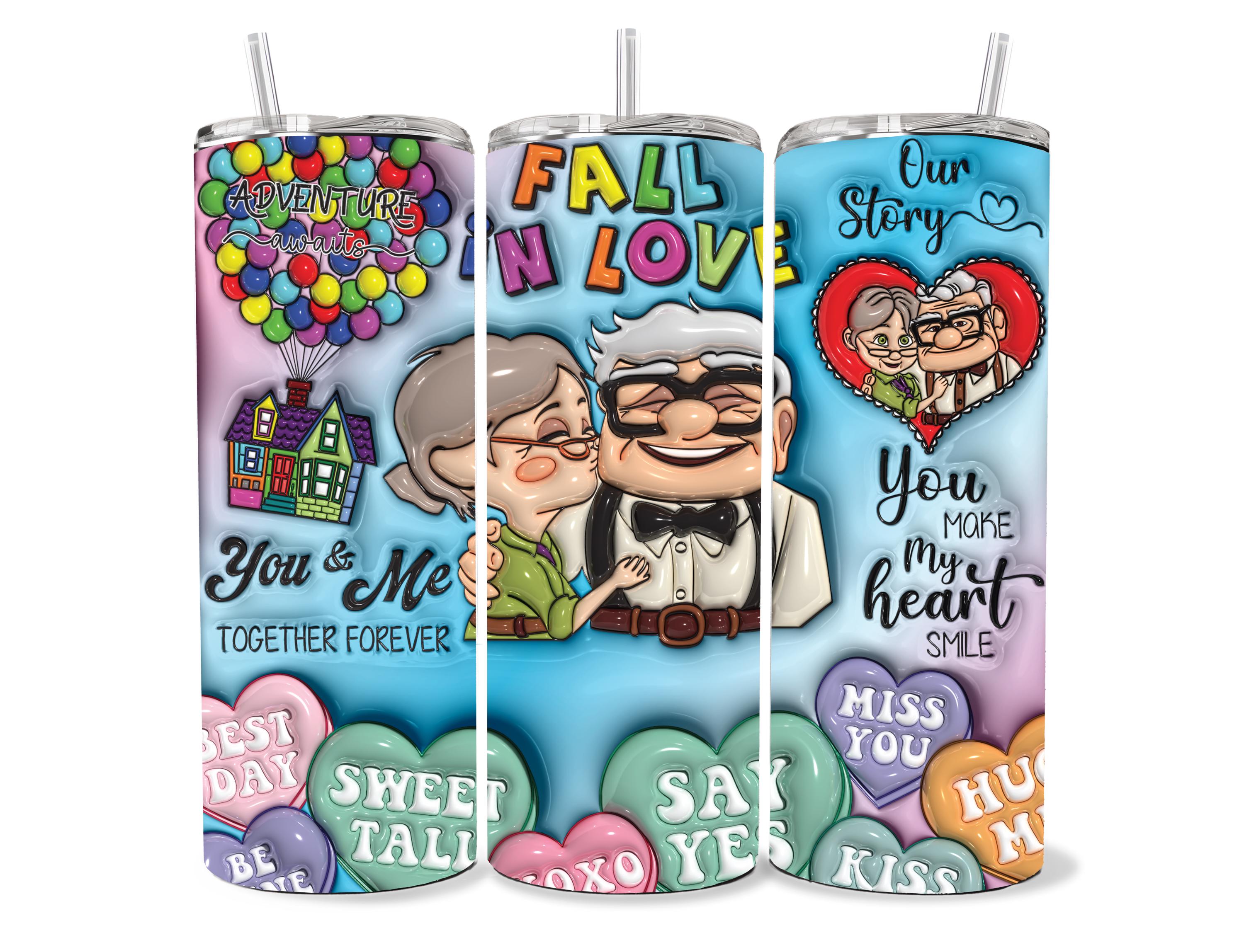Carl and Ellie Custom 20 oz Tumbler, Cute Valentine's Insulated Cup for Weddings & Trips - Perfect Gift for Couples