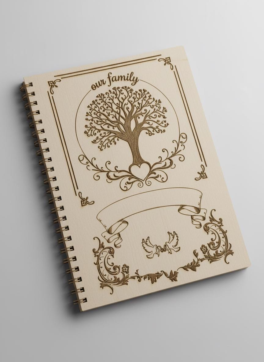 Personalized Deep Engraved Bamboo Family History Notebook