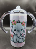 Elephant Sippy Cup: 12 oz Insulated Tumbler, Custom Girl's Gift