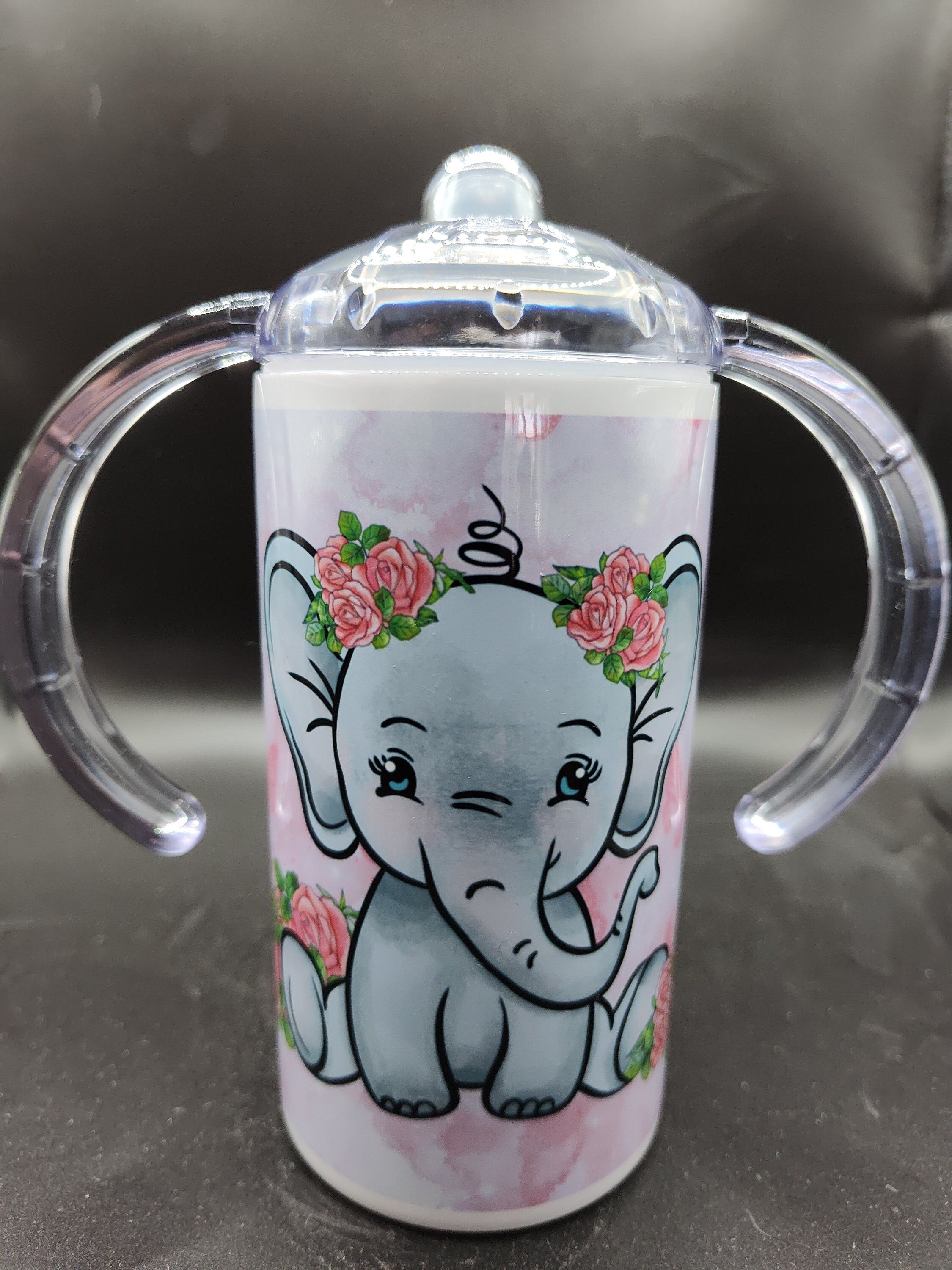 Elephant Sippy Cup: 12 oz Insulated Tumbler, Custom Girl's Gift