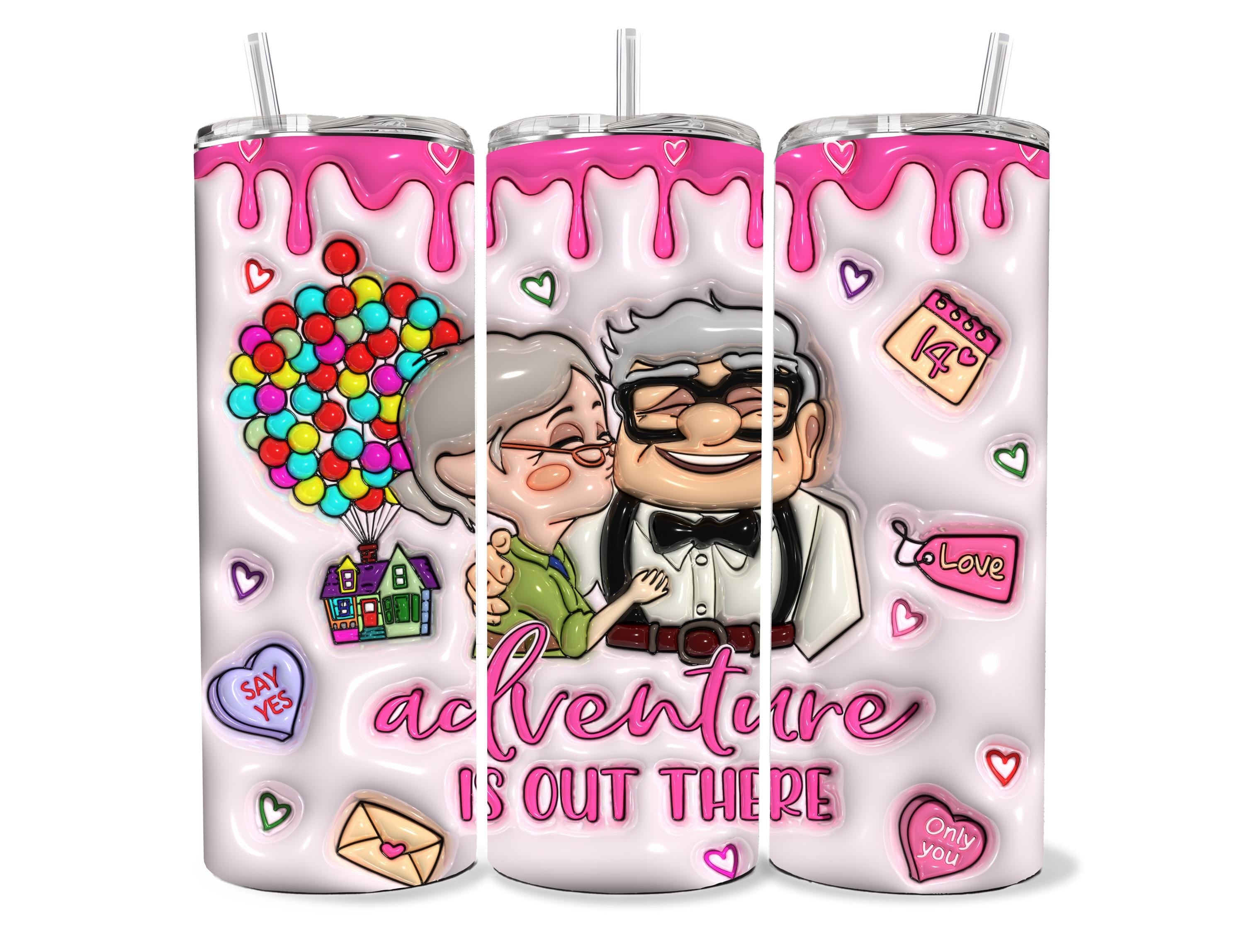 Carl and Ellie Custom 20 oz Tumbler, Cute Valentine's Insulated Cup for Weddings & Trips - Perfect Gift for Couples