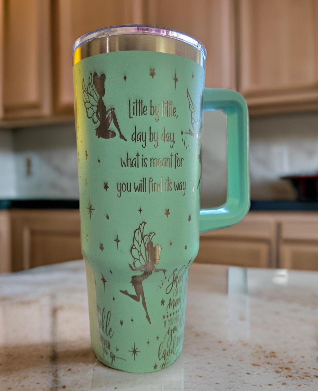 Tinkerbell Blue Insulated Tumbler Cute Travel Cup for Coffee & Tea Ideal Gift for Girls Teachers, Birthdays and Anniversary Celebrations