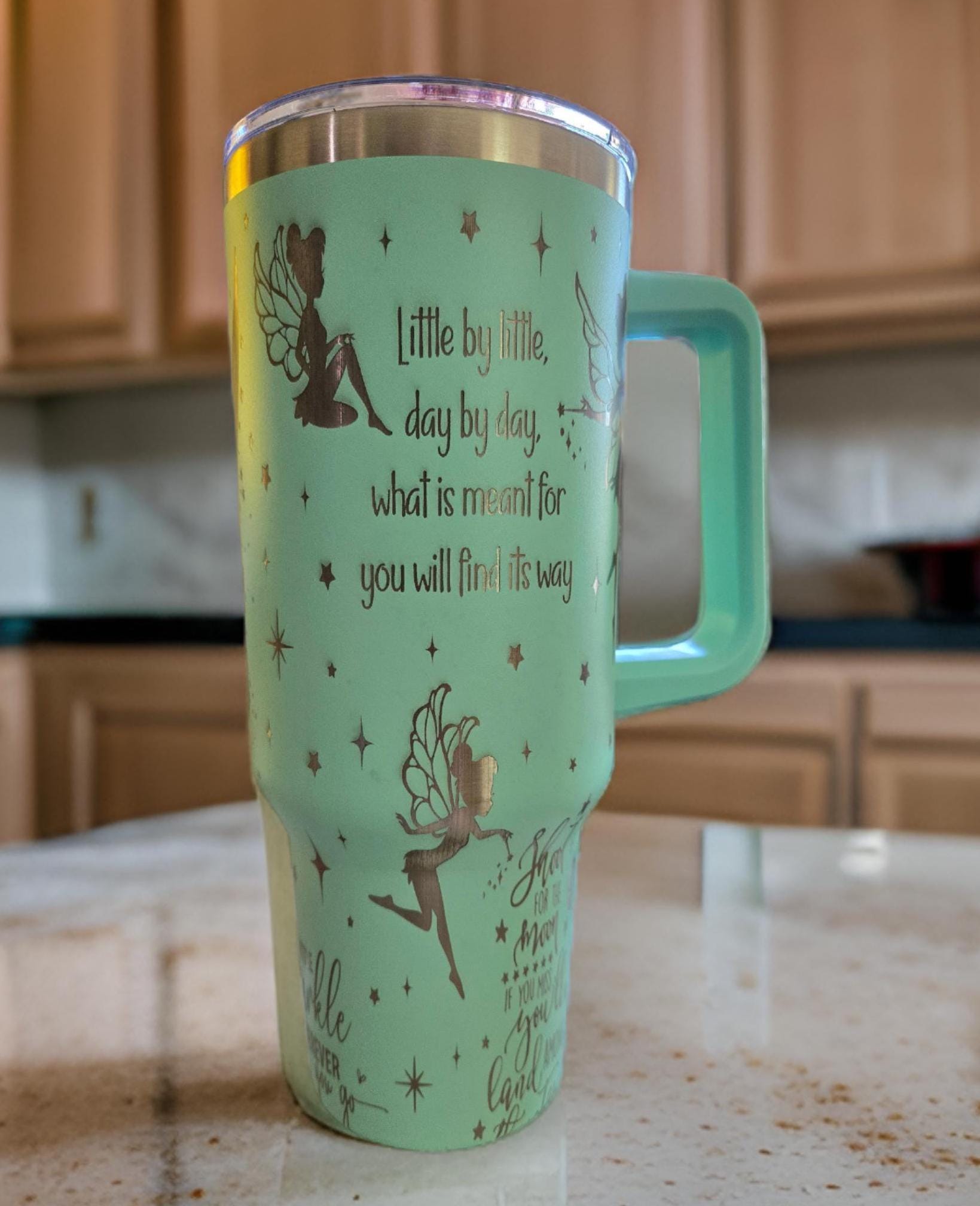 Tinkerbell Blue Insulated Tumbler Cute Travel Cup for Coffee & Tea Ideal Gift for Girls Teachers, Birthdays and Anniversary Celebrations