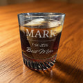 Personalized Crystal Whiskey Glass for Groomsmen, Custom Etched 12 oz Wedding Day Barware Gift