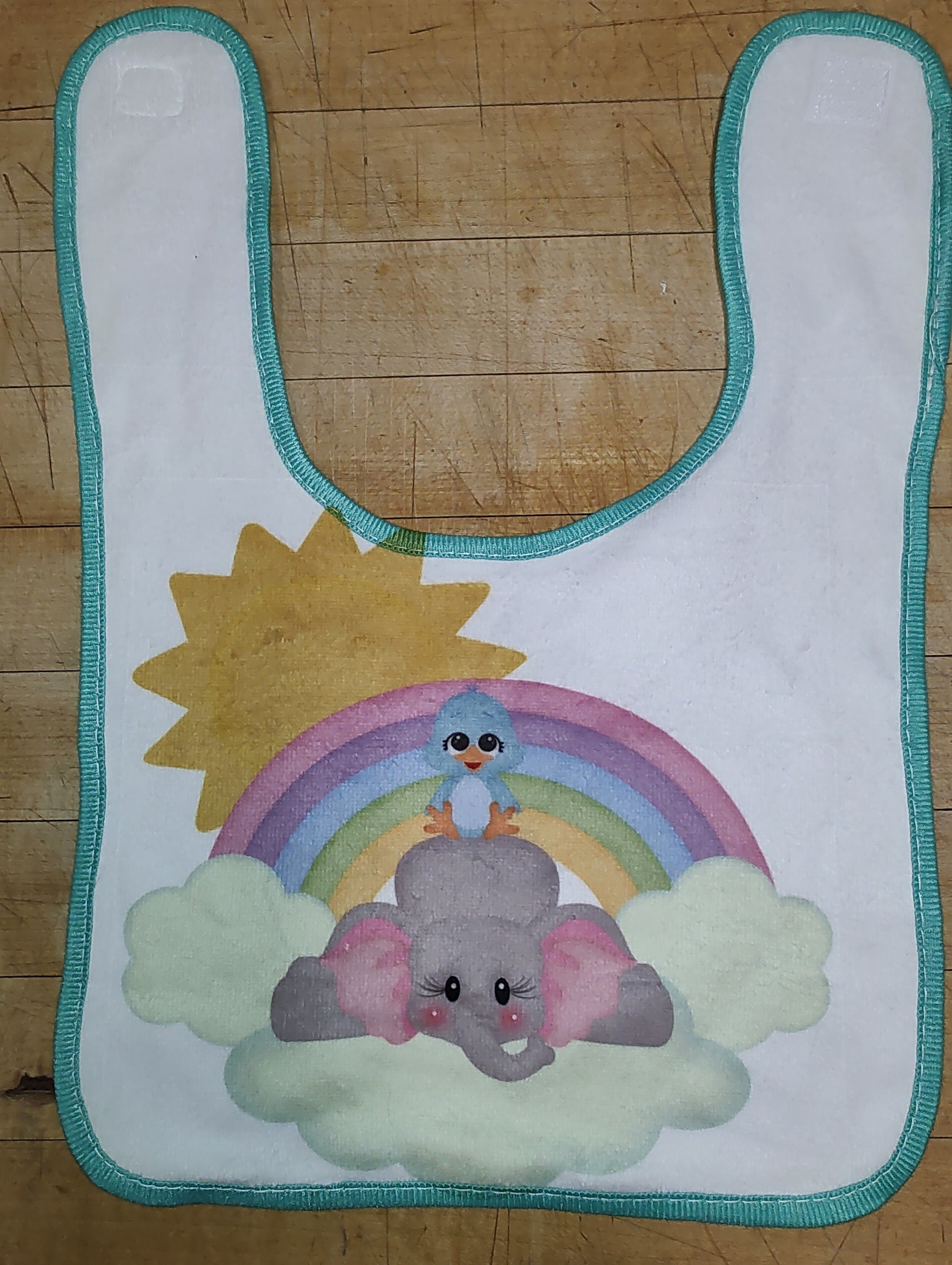 Elephant Rainbow Baby Bib: Soft Newborn Feeding Bib