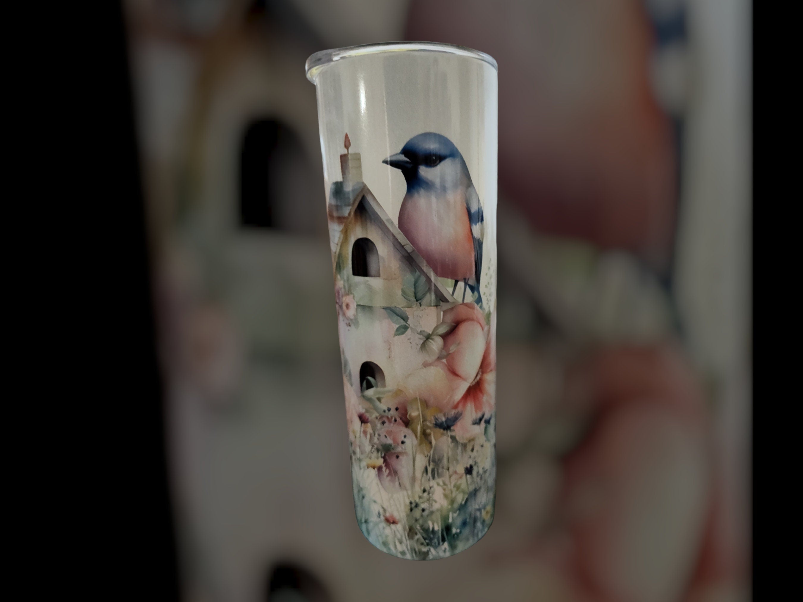 Flower Birdhouse 20 oz Tumbler: Inspirational Sister Water Tracker Gift